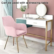 Binzii Dining Chairs Set For Dining Kitchen Or Shop, Kitchen Velvet Dining Chair Set Of 2 Kitchen Dining Room Chair Living Room High Back Armchair With Metal Legs Velvet Seat, Pink