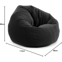 Ripple Furniture Bean Bag Soft And Comfortable Lounger Chair Living Room Furniture And Outdoor Furniture, Pu Leather, Black