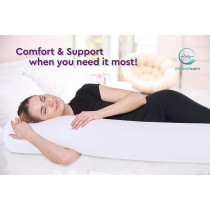 Allsett Health XXl Memory Foam Round Cervical Roll Cylinder Bolster Body Pillow With Removable Washable Cover, Ergonomically Designed Back, Neck And Spine Relief, 47 Inch In Long X 7.5 Inch Wide