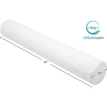 Allsett Health XXl Memory Foam Round Cervical Roll Cylinder Bolster Body Pillow With Removable Washable Cover, Ergonomically Designed Back, Neck And Spine Relief, 47 Inch In Long X 7.5 Inch Wide