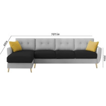 Raj Furniture Luxury 6 Seater L Shape Sofa Set For Living Room In Premium Fabric (LHS, Black Grey)