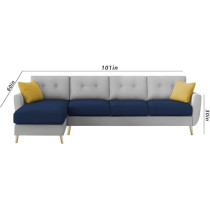 Raj Furniture Luxury 6 Seater L Shape Sofa Set For Living Room In Premium Fabric (LHS, Blue Grey)