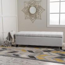Ripple Furniture Home Modern Fabric Storage Ottoman, Light Grey