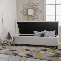 Ripple Furniture Home Modern Fabric Storage Ottoman, Light Grey