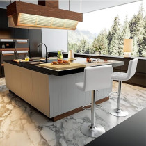 Homall Bar Stools Modern Pu Leather Adjustable Swivel Barstools, Armless Hydraulic Kitchen Counter Bar Stool Synthetic Leather Extra Height Square Island Barstool With Back Set Of 2, White