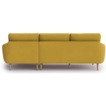 Royal Azure Elegance 4 Seater L-Shaped Living Room Sofa In Plush Velvet Fabric (RHS, Yellow Fabric)