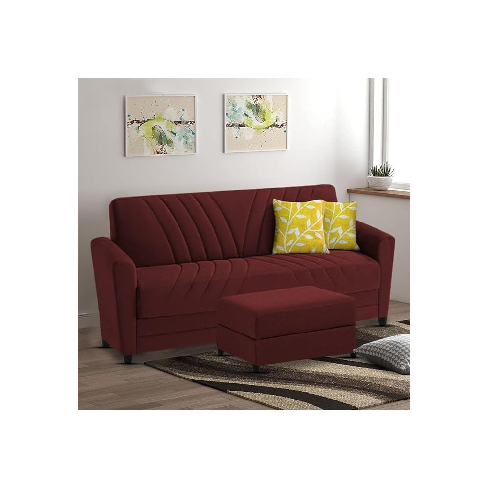 Ripple Furniture Elegance Essence 3 Seater Sofa Set With Ottoman, Maroon