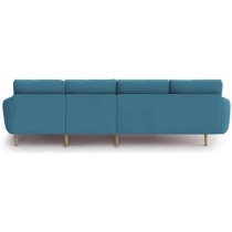 Raj Furniture Verdelux L-Shaped Sofa Set - 6 Seater (LHS) With Premium Velvet Upholstery, Turquise Fabric