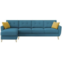 Raj Furniture Verdelux L-Shaped Sofa Set - 6 Seater (LHS) With Premium Velvet Upholstery, Turquise Fabric