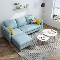 Raj Furniture Maple Sectional Fabric Sofa Set, Light Blue