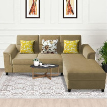 Raj Furniture Elegant 4 Seater L Shape Sofa Set For Living Room, Dark cream