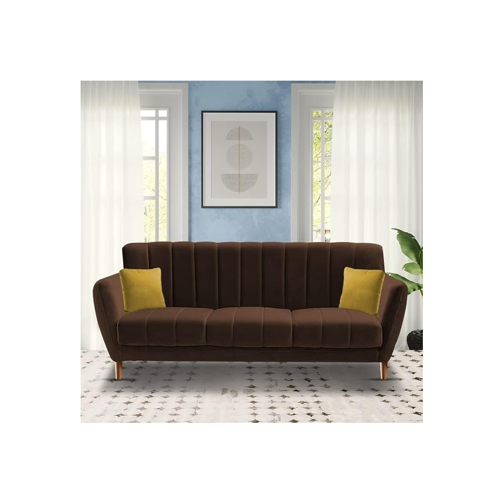 Raj Furniture 3 Seater Sofa Set For Living Room, Brown