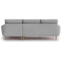 Raj Furniture Royal Azure Elegance 4 Seater L-Shaped Living Room Sofa In Plush Velvet Fabric, RHS, Green Grey Fabric