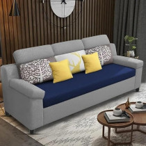 Raj Furniture Luxury 3 Seater Sofa For Living Room In Premium Fabric (Blue Grey)