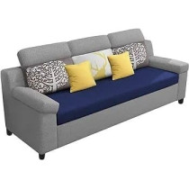 Raj Furniture Luxury 3 Seater Sofa For Living Room In Premium Fabric (Blue Grey)