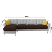 Raj Furniture Luxury 6 Seater L Shape Sofa Set For Living Room In Premium Fabric, LHS, Brown Grey