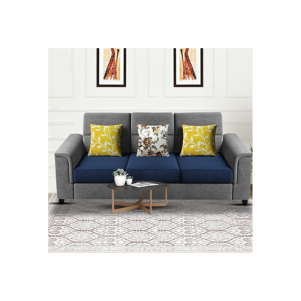 Raj Furniture Elegant 3 Seater Sofa Set For Living Room, Blue Grey