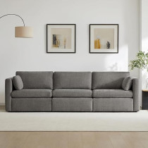 Ripple Furniture Modern Design New Elegant Three-Seater Sofa, Grey