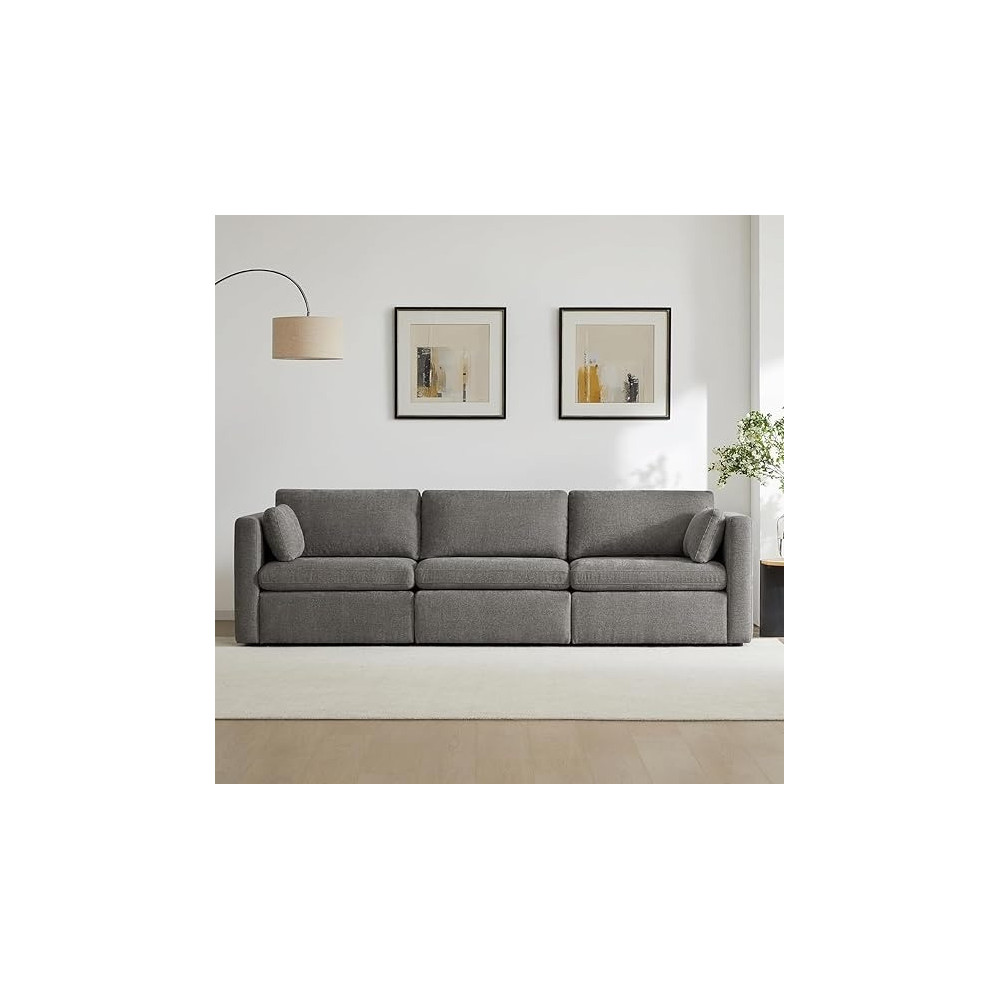 Ripple Furniture Modern Design New Elegant Three-Seater Sofa, Grey