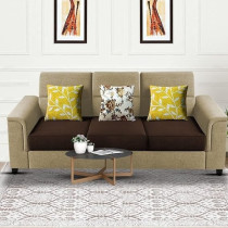 Raj Furniture Elegant 3 Seater Sofa Set For Living Room, Cream Brown