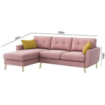 Raj Furniture Elegance 4 Seater L-Shaped Living Room Sofa In Plush Velvet Fabric, LHS, Pink Fabric