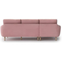 Raj Furniture Elegance 4 Seater L-Shaped Living Room Sofa In Plush Velvet Fabric, LHS, Pink Fabric