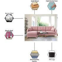 Raj Furniture Elegance 4 Seater L-Shaped Living Room Sofa In Plush Velvet Fabric, LHS, Pink Fabric