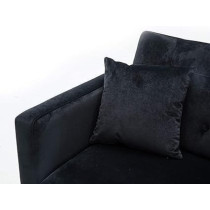 Raj Furniture Light Luxury Velvet Convertible Modern Sofa Bed, Black