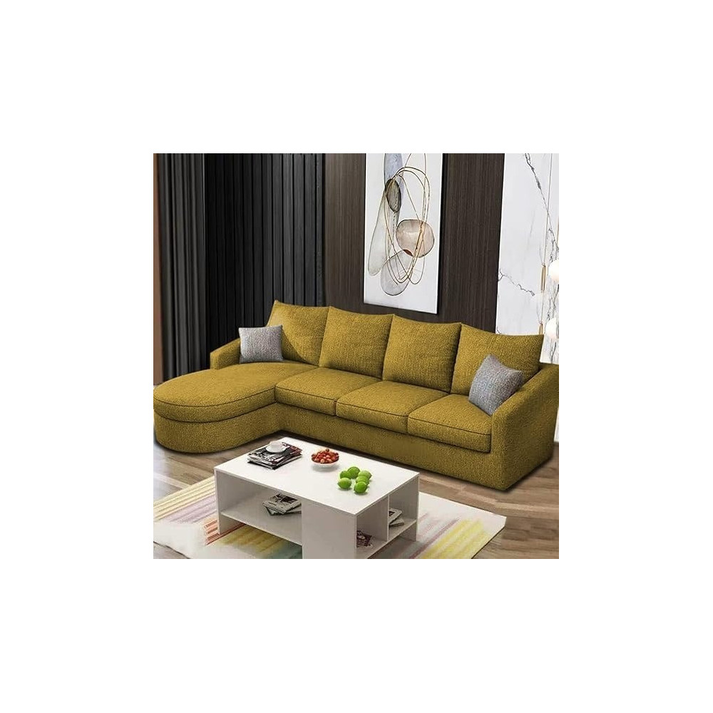 Ripple Furniture Sumptuous Serenity The Round Lounger L-Shape 6 Seater Sofa Set For Your Living Room, LHS, Yellow