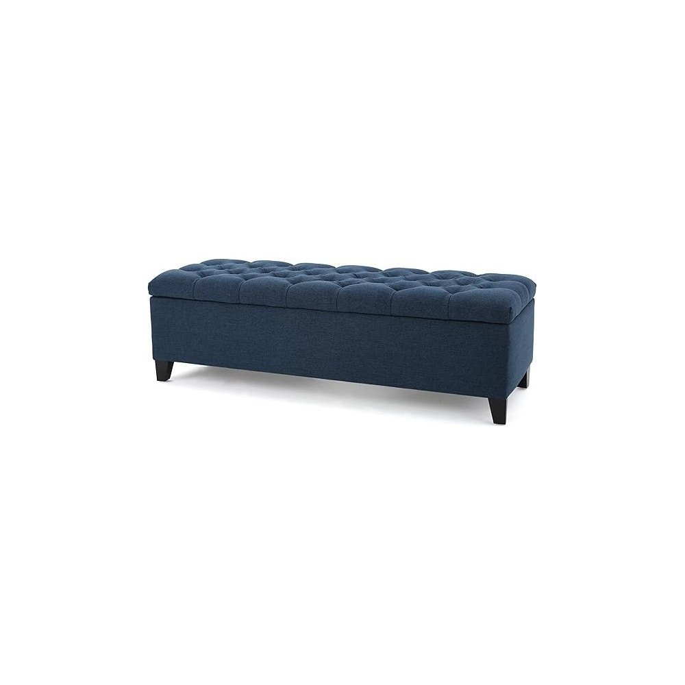 Christopher Knight Home Ottilie Fabric Storage Ottoman, Dark Blue, 17.75 D x 51.5 W x 15.75 H