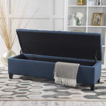 Christopher Knight Home Ottilie Fabric Storage Ottoman, Dark Blue, 17.75 D x 51.5 W x 15.75 H