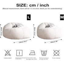 Raj Furniture Lazy Sofa Big Lamb Velvet Bean Bag Sofa Set, White, 80 x 100 cm