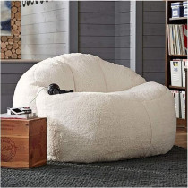 Raj Furniture Lazy Sofa Big Lamb Velvet Bean Bag Sofa Set, White, 80 x 100 cm