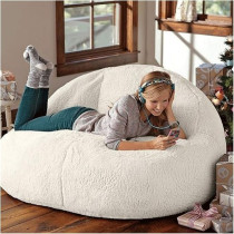 Raj Furniture Lazy Sofa Big Lamb Velvet Bean Bag Sofa Set, White, 80 x 100 cm