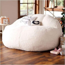 Raj Furniture Lazy Sofa Big Lamb Velvet Bean Bag Sofa Set, White, 80 x 100 cm