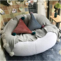 Raj Furniture Lazy Sofa Big Lamb Velvet Bean Bag Sofa Set, White, 80 x 100 cm