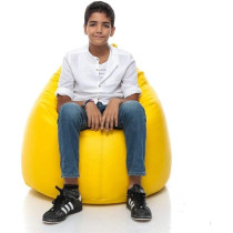 Raj Furniture Solid Faux Leather Bean Bag, Yellow, 80 x 50 Cm