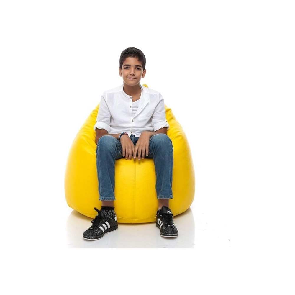Raj Furniture Solid Faux Leather Bean Bag, Yellow, 80 x 50 Cm