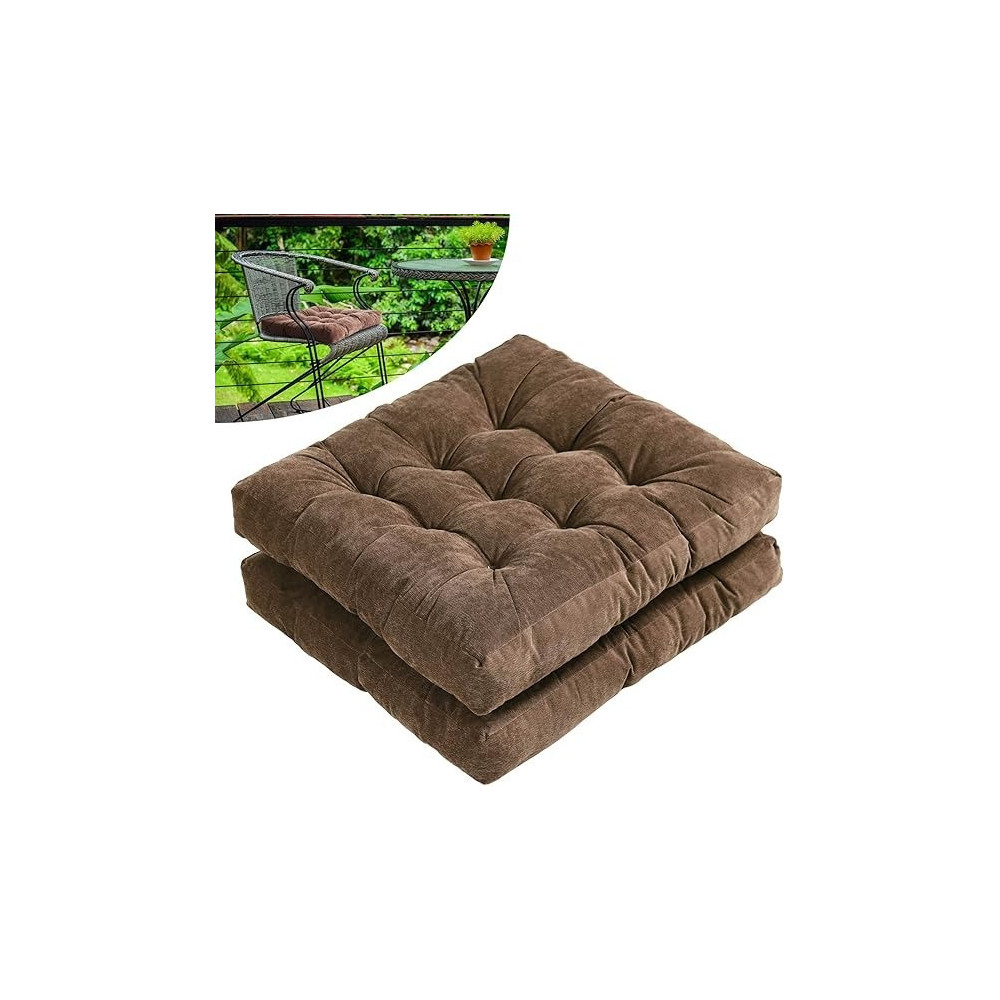 Raj Furniture Square Shape Meditation Floor Pillows, Set Of 2, Coffee, Large