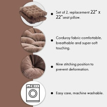 Raj Furniture Square Shape Meditation Floor Pillows, Set Of 2, Coffee, Large