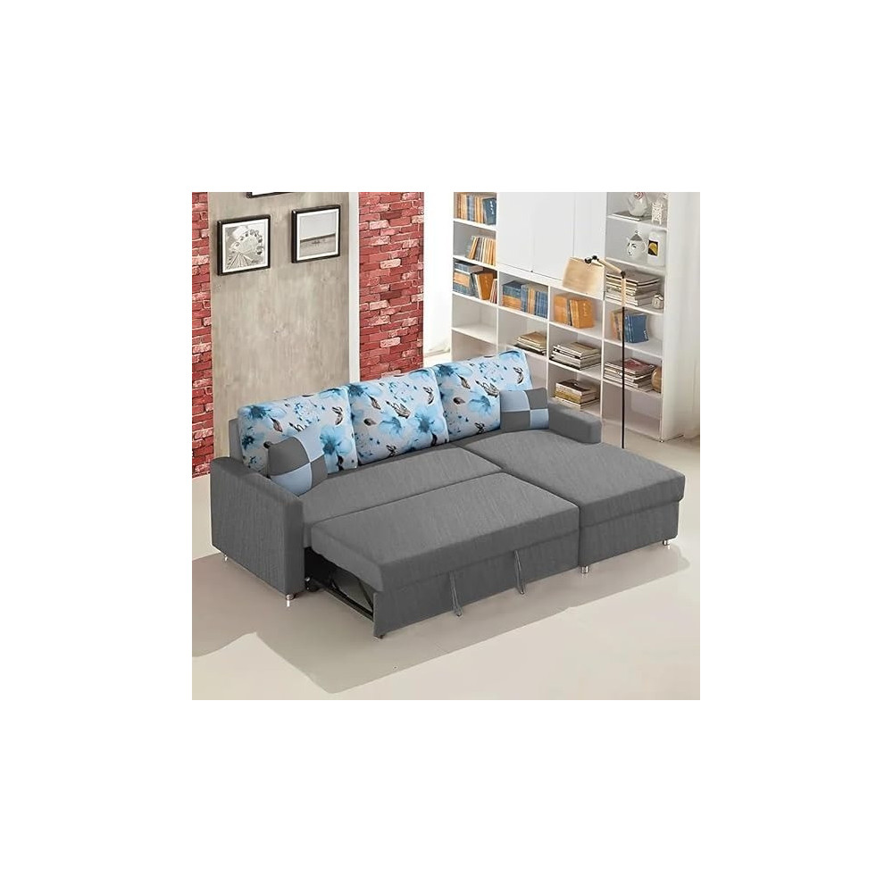 Raj Furniture Luxury Sofa Cum Bed For Living Room In Premium Fabric, Grey