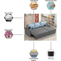 Raj Furniture Luxury Sofa Cum Bed For Living Room In Premium Fabric, Grey