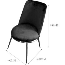 Raj Furniture Velvet Fabric Dining Back Chair, Grey