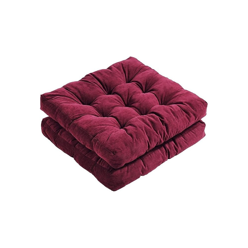 Raj Furniture Square Shape Meditation Floor Pillows, Set Of 2, Burg, Large