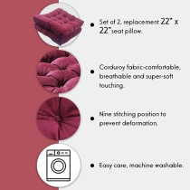Raj Furniture Square Shape Meditation Floor Pillows, Set Of 2, Burg, Large