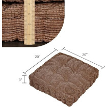 Raj Furniture Chair Pads EPE Filled 2 Pack Tufted Padded Booster Cushion, Brown