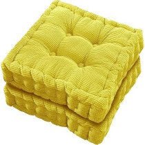 Raj Furniture Chair Pads EPE Filled 2 Pack Tufted Padded Booster Cushion, Yellow