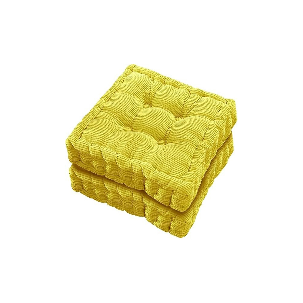 Raj Furniture Chair Pads EPE Filled 2 Pack Tufted Padded Booster Cushion, Yellow