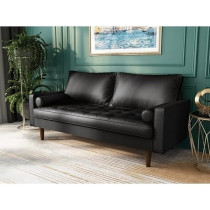 Cotton Home Connie PU Leather Square Arm Sofa, Black