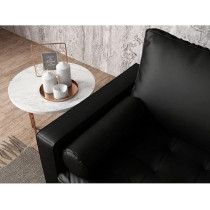 Cotton Home Connie PU Leather Square Arm Sofa, Black